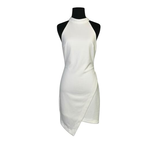 Aakaa white asymmetrical sleeveless halter party body con dress size Medium - Picture 15 of 15